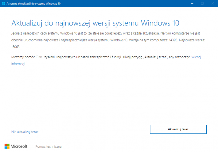 Asystent aktualizacji do systemu Windows 10