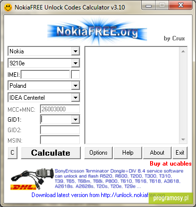 NokiaFREE Unlock Codes Calculator