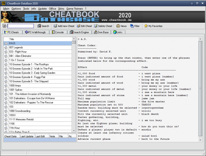 CheatBook-DataBase