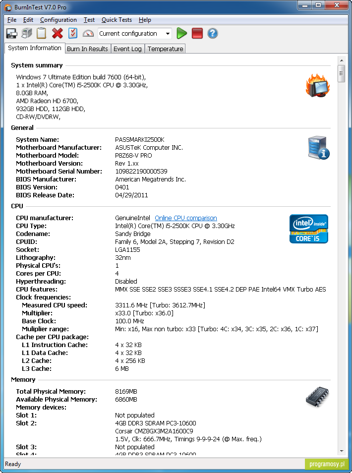 Passmark BurnInTest Windows Edition