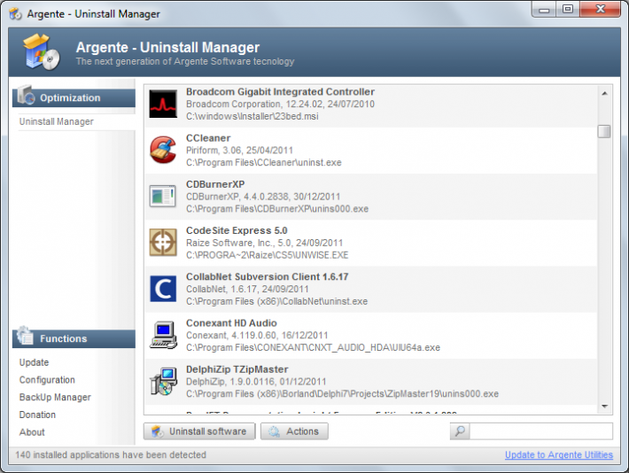 Argente - Uninstall Manager