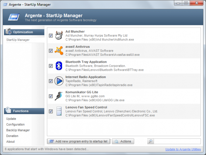 Argente - StartUp Manager Portable