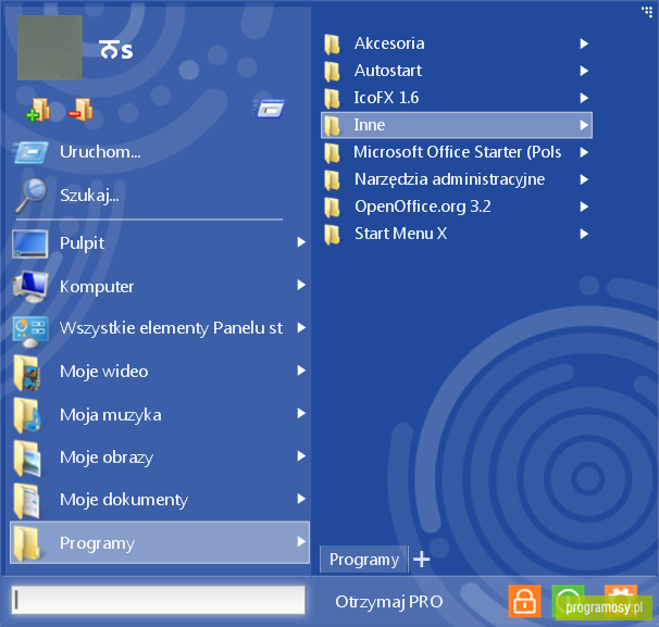 Start Menu Х