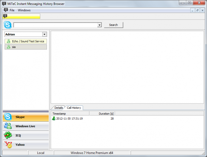 MiTeC Instant Messaging History Browser