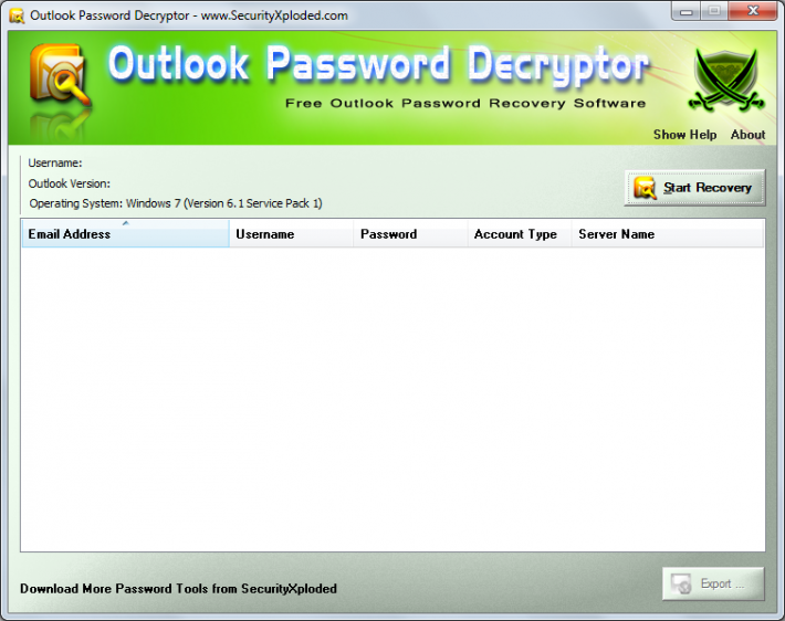 Outlook Password Decryptor