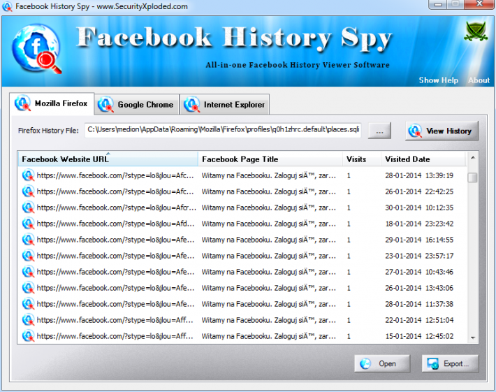 Facebook History Spy