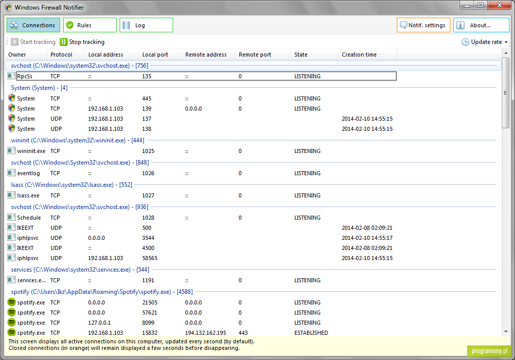 Windows Firewall Notifier 2.6 Beta free instal