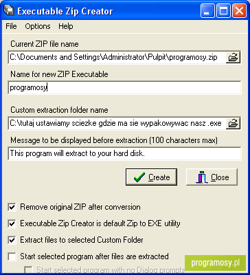 Executable Zip Creator