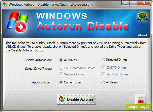 Windows Autorun Disable