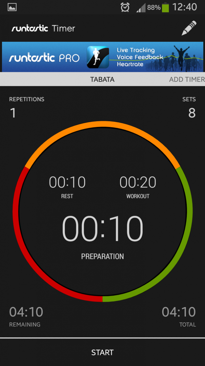 Runtastic Timer