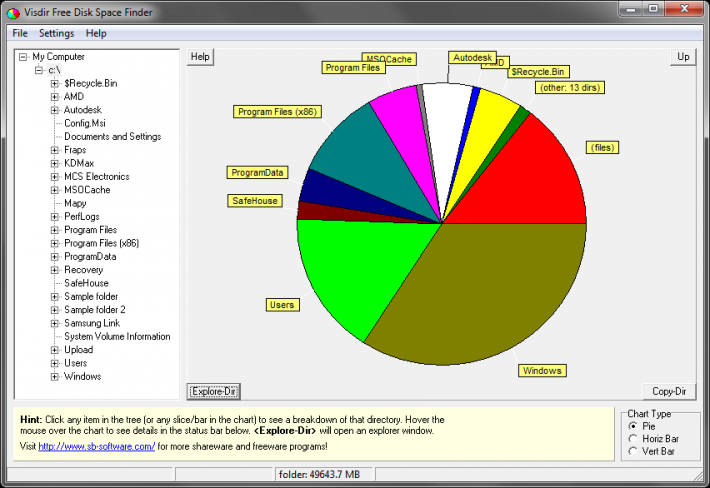 VisDir Free Disk Space Finder