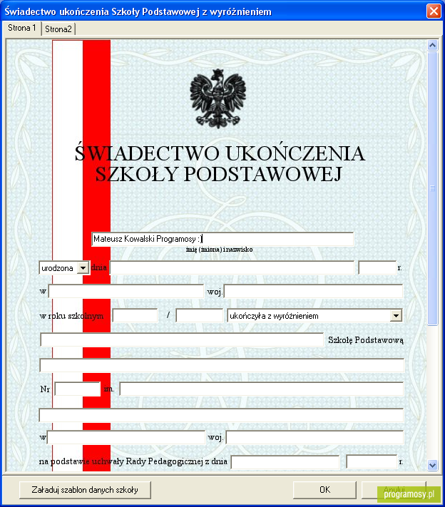 Świadectwa Szkoła Podstawowa