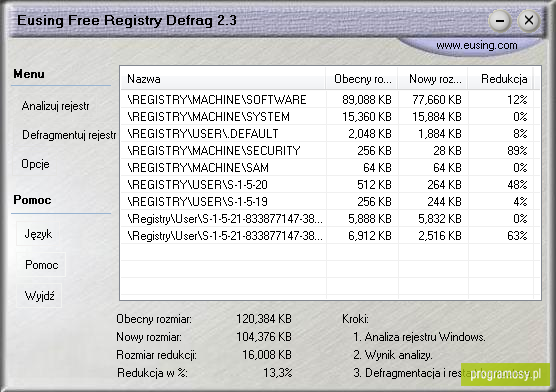 Eusing Free Registry Defrag Portable