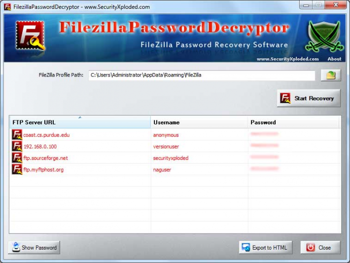 Filezilla Password Decryptor