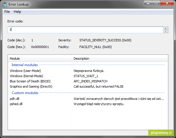 Error Lookup Portable