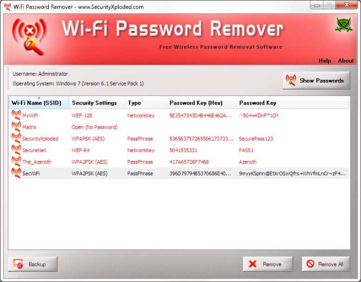 WiFi Password Remover