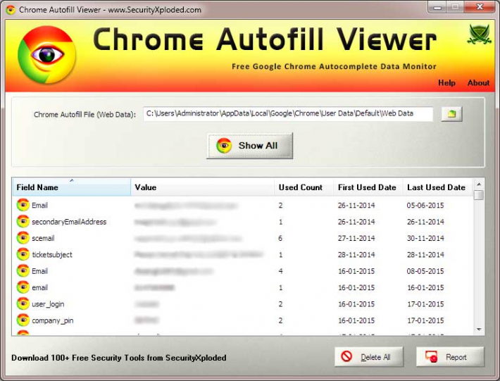 Chrome Autofill Viewer