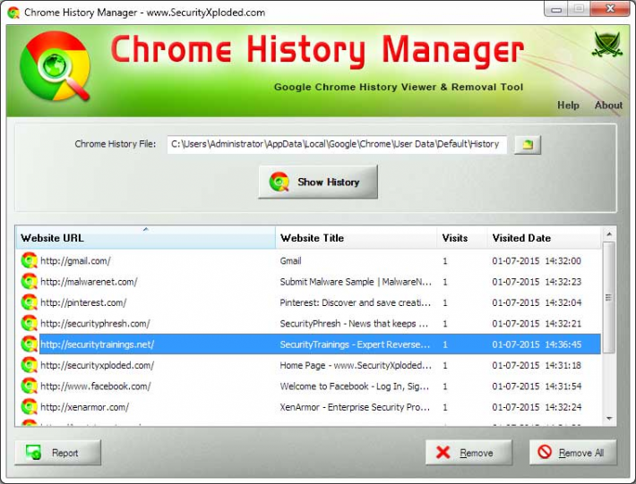 Chrome History Manager