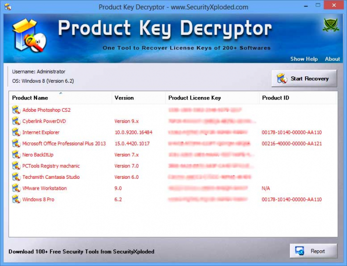 Product Key Decryptor