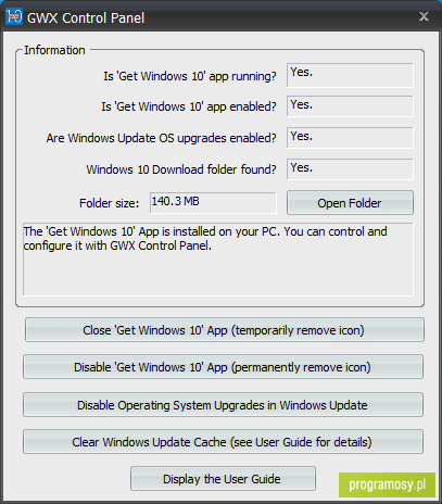 GWX Control Panel