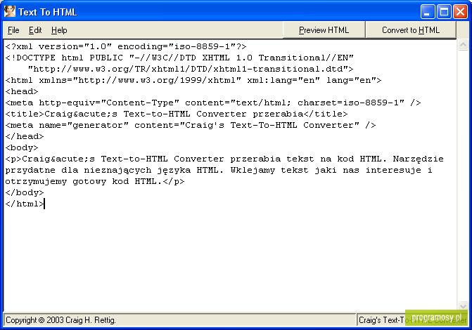 Craig´s Text-to-HTML Converter