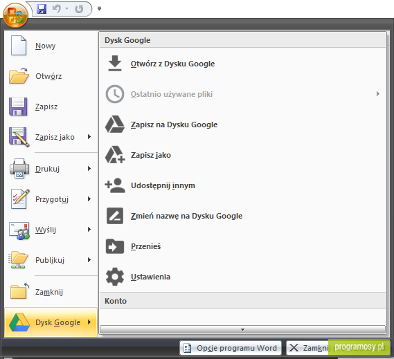 Google Drive plug-in for Microsoft Office