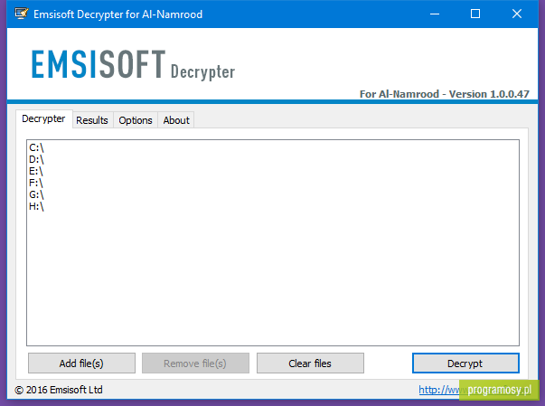 Emsisoft Decrypter for Al-Namrood