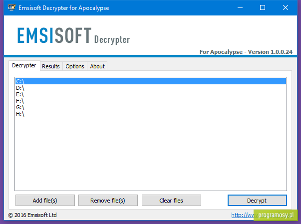 Emsisoft Decrypter for Apocalypse