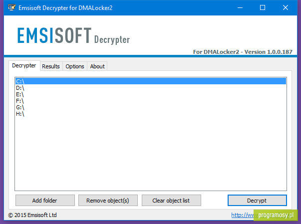 Emsisoft Decrypter for DMALocker2
