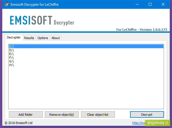 Emsisoft Decrypter for LeChiffre