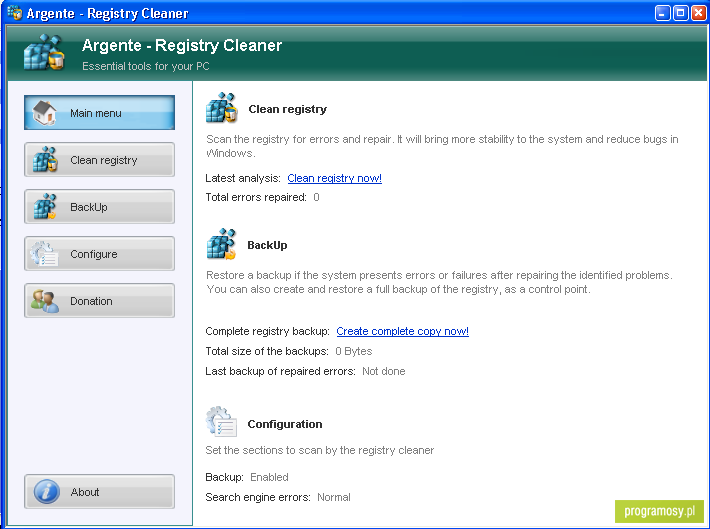 Argente Registry Cleaner