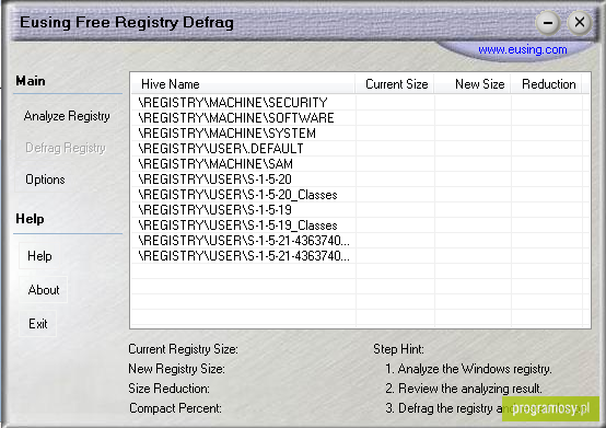 Eusing Free Registry Defrag