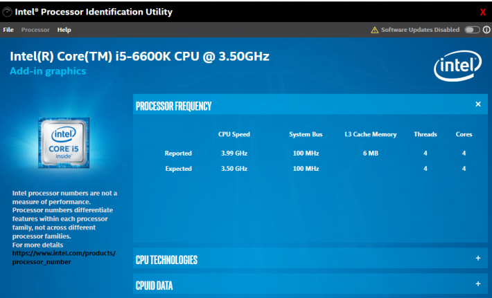 Intel Processor Identification Utility